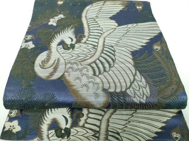 平和屋着物●アンティーク 大正ロマン 丸帯 引き抜き帯 鳳凰花文 正絹 逸品 DABB4192ps