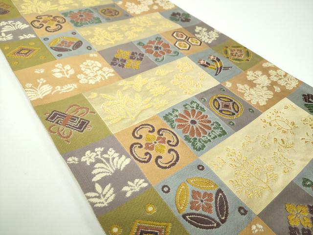 平和屋着物●西陣の名門 本家加納 六通柄袋帯 唐織 宝尽くし花文 金糸 正絹 逸品 DABB4195ps