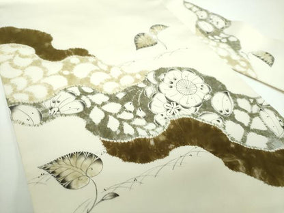 平和屋着物●京都府指定無形文化財 染色作家 小倉建亮の弟子 市瀬史郎 塩瀬 九寸名古屋帯 絞り 辻が花 正絹 逸品 DABB4199ps