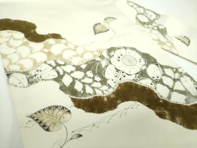平和屋着物●京都府指定無形文化財 染色作家 小倉建亮の弟子 市瀬史郎 塩瀬 九寸名古屋帯 絞り 辻が花 正絹 逸品 DABB4199ps