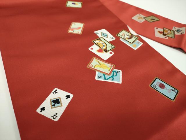 平和屋着物●九寸名古屋帯　カードゲーム　トランプ　正絹　逸品　DABB4200ps