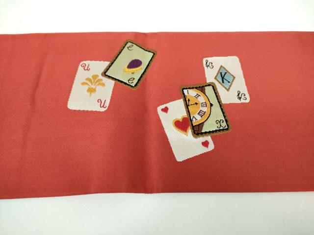 平和屋着物●九寸名古屋帯　カードゲーム　トランプ　正絹　逸品　DABB4200ps