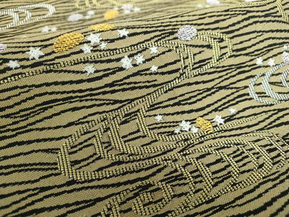 平和屋着物●六通柄袋帯 鬱金染 観世水 金銀糸 ますいわ屋扱い 正絹 逸品 未使用 DABB4211ps