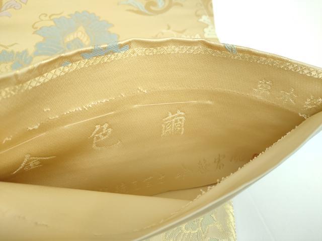 平和屋着物●伝統工芸士 小笹宏風 六通柄袋帯 金色繭 草木染 飛天 金糸 正絹 逸品 DABB4215ps