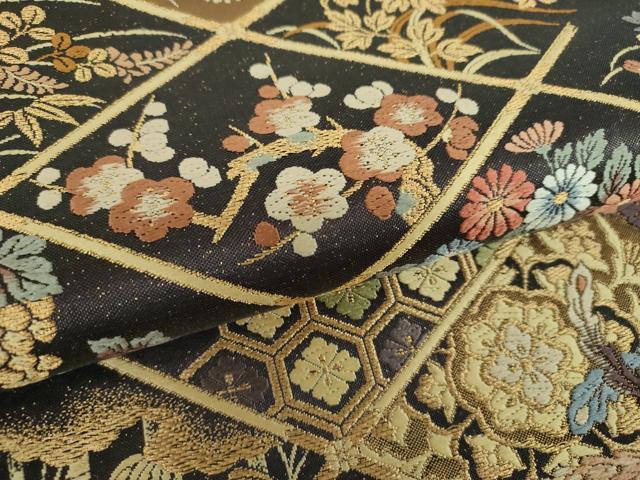 平和屋着物●六通柄袋帯 唐織 作家物 みやこ綴 格天井鳳凰花文 金糸 正絹 逸品 未使用 DABB4222ps