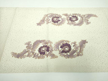 平和屋着物●太鼓柄袋帯 刺繍 貝紫 更紗花鳥文 金銀彩 金通し地 正絹 逸品 DABB4223ps