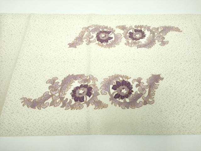 平和屋着物●太鼓柄袋帯 刺繍 貝紫 更紗花鳥文 金銀彩 金通し地 正絹 逸品 DABB4223ps