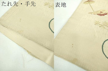 平和屋着物●六通柄袋帯 唐織 日本昔話 一寸法師 金糸 正絹 逸品 DABB4225ps