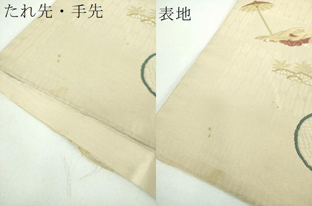 平和屋着物●六通柄袋帯 唐織 日本昔話 一寸法師 金糸 正絹 逸品 DABB4225ps