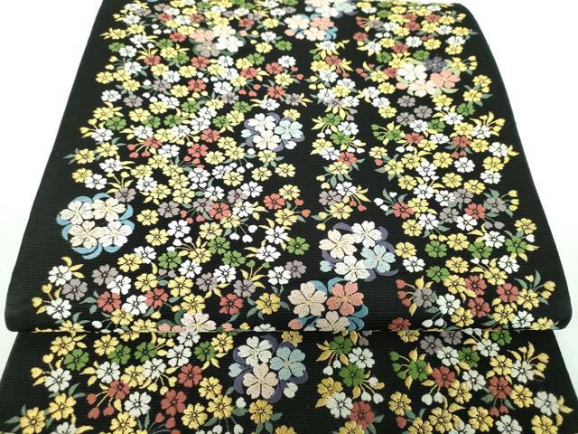 平和屋着物●西陣の老舗　1782年創業　山下織物　六通柄袋帯　唐織　西行法師　黒地　金糸　証紙付き　正絹　逸品　DABB4226ps