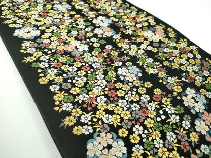 平和屋着物●西陣の老舗　1782年創業　山下織物　六通柄袋帯　唐織　西行法師　黒地　金糸　証紙付き　正絹　逸品　DABB4226ps