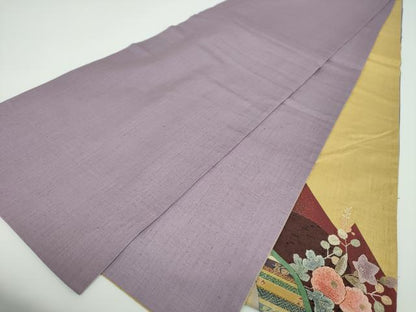 平和屋着物●中国三大刺繍 相良刺繍 太鼓柄袋帯 紬地 切嵌 秋草文 金糸 正絹 逸品 DABB4228ps