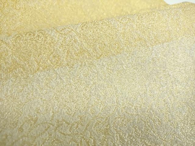 平和屋着物●全通柄袋帯 長尺織 軽紬金糸 更紗花唐草文 正絹 逸品 未使用 DABB4234ps