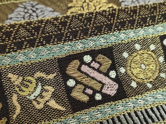 平和屋着物●極上　六通柄袋帯　唐織　金華山織　文龍名物裂　金糸　正絹　逸品　DABB4237ps