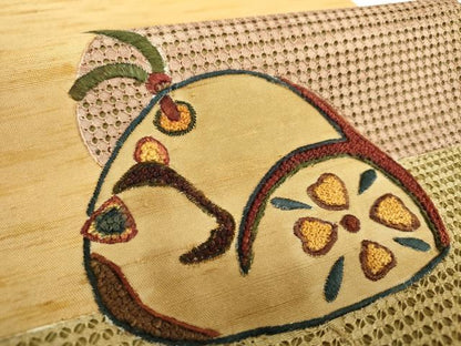 平和屋着物●中国三大刺繍 スワトウ相良刺繍 汕頭相良刺繍 総刺繍 太鼓柄袋帯 紬地 吉祥文様 正絹 逸品 DABB4245ps