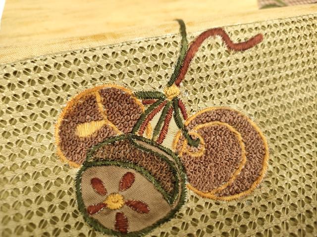 平和屋着物●中国三大刺繍 スワトウ相良刺繍 汕頭相良刺繍 総刺繍 太鼓柄袋帯 紬地 吉祥文様 正絹 逸品 DABB4245ps