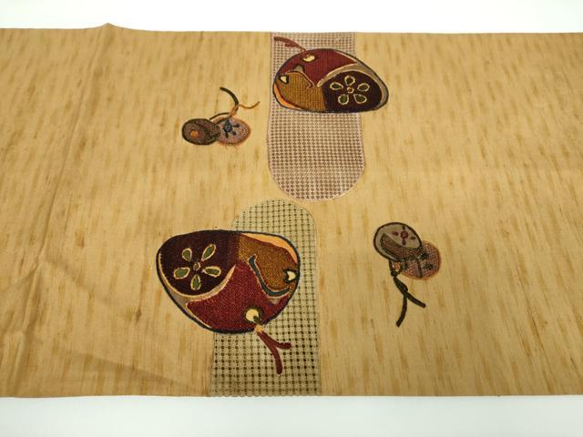 平和屋着物●中国三大刺繍 スワトウ相良刺繍 汕頭相良刺繍 総刺繍 太鼓柄袋帯 紬地 吉祥文様 正絹 逸品 DABB4245ps