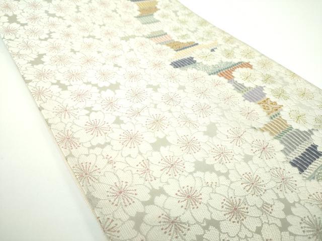 平和屋着物●六通柄袋帯　唐織　桜尽くし　金銀糸　正絹　逸品　DABB4256ps