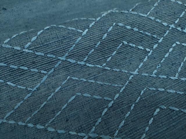 平和屋着物●太鼓柄袋帯 紬地 刺し子 総刺繍 吉祥文様 正絹 逸品 DABB4266ps