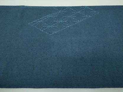 平和屋着物●太鼓柄袋帯 紬地 刺し子 総刺繍 吉祥文様 正絹 逸品 DABB4266ps
