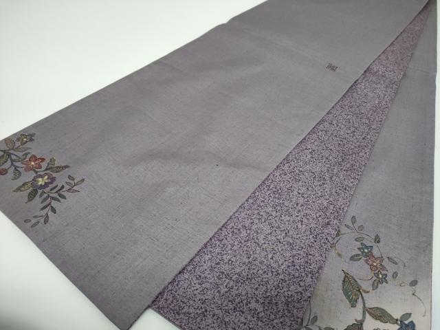 平和屋着物●太鼓柄袋帯 作家物 紬地 手描き 更紗花文 金彩 正絹 逸品 DABB4279ps