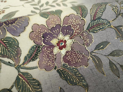 平和屋着物●太鼓柄袋帯 作家物 紬地 手描き 更紗花文 金彩 正絹 逸品 DABB4279ps