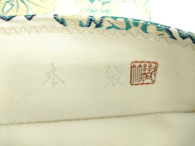 平和屋着物●天然灰汁醗酵建本藍染 中西桂秀 西陣 織華佐竹謹製 六通柄 本袋帯 更紗花文 証紙付き 正絹 逸品 DABB4286ps