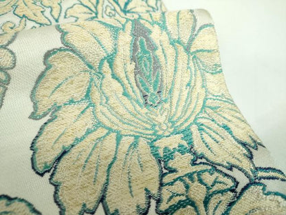 平和屋着物●天然灰汁醗酵建本藍染 中西桂秀 西陣 織華佐竹謹製 六通柄 本袋帯 更紗花文 証紙付き 正絹 逸品 DABB4286ps