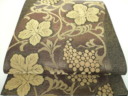 平和屋着物●極上 西陣 じゅらく謹製 六通柄袋帯 金華山織 葡萄唐草 金糸 やまと誂製 正絹 逸品 未使用 DABB4287ps