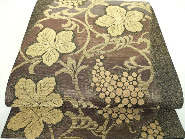平和屋着物●極上 西陣 じゅらく謹製 六通柄袋帯 金華山織 葡萄唐草 金糸 やまと誂製 正絹 逸品 未使用 DABB4287ps