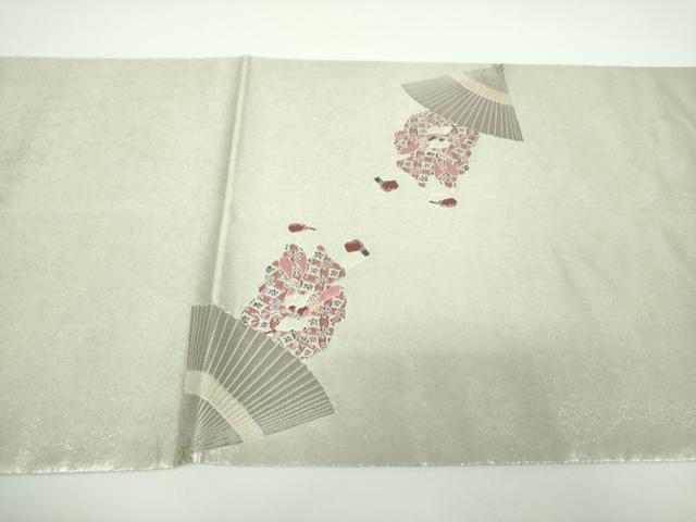 平和屋着物●加賀友禅の巨匠　初代　由水十久　西陣　長嶋成織物　ながしま帯　太鼓柄袋帯　傘　瀞銀錦　正絹　逸品　DABB4289ps
