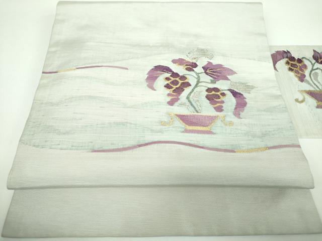 平和屋着物●京の名門 じゅらく謹製 帝王 九寸名古屋帯 すくい織 飾花文 金糸 正絹 逸品 DABB4298ps