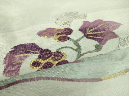 平和屋着物●京の名門 じゅらく謹製 帝王 九寸名古屋帯 すくい織 飾花文 金糸 正絹 逸品 DABB4298ps