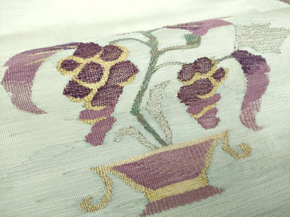 平和屋着物●京の名門 じゅらく謹製 帝王 九寸名古屋帯 すくい織 飾花文 金糸 正絹 逸品 DABB4298ps