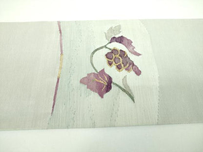 平和屋着物●京の名門 じゅらく謹製 帝王 九寸名古屋帯 すくい織 飾花文 金糸 正絹 逸品 DABB4298ps