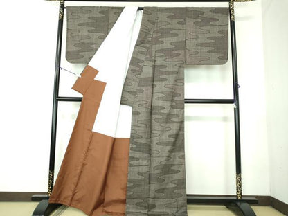 平和屋着物●本場大島紬 7マルキ 霞文 正絹 逸品 DABB4309ps