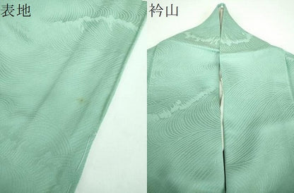 平和屋着物●上質な色無地 立波地紋 青磁色 正絹 逸品 DABB4310ps