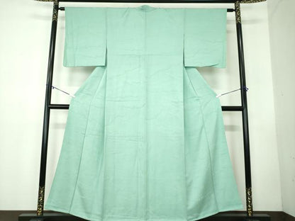 平和屋着物●上質な色無地 立波地紋 青磁色 正絹 逸品 DABB4310ps