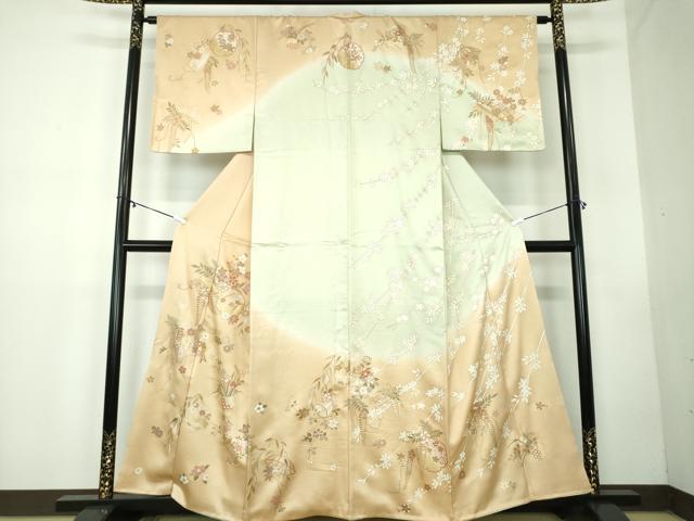 平和屋着物●訪問着 駒刺繍 雪輪花文 花笠 暈し染め 金彩 正絹 逸品 DABB4311ps