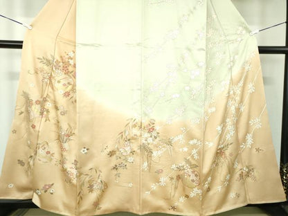 平和屋着物●訪問着 駒刺繍 雪輪花文 花笠 暈し染め 金彩 正絹 逸品 DABB4311ps