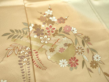 平和屋着物●訪問着 駒刺繍 雪輪花文 花笠 暈し染め 金彩 正絹 逸品 DABB4311ps