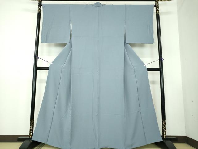 平和屋着物●上質な色無地 御召御納戸色 正絹 逸品 DABB4316ps