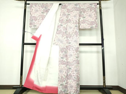 平和屋着物●本場大島紬　白大島　9マルキ　花尽くし　正絹　逸品　DABB4319ps