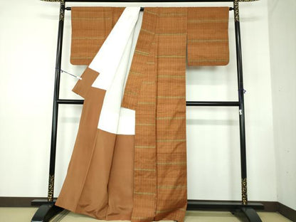 平和屋着物●本場琉球絣　大城廣四郎織物工房謹製　間道　正絹　逸品　DABB4326ps