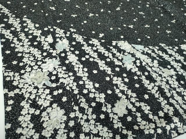 平和屋着物●訪問着 絞り 辻が花 黒地 たたき染め 正絹 逸品 DABB4331ps