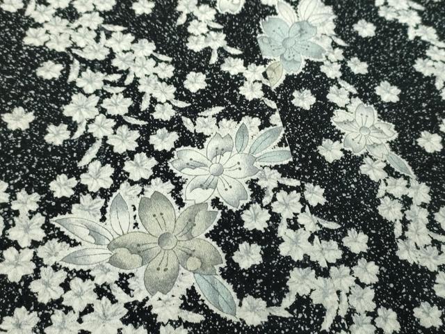 平和屋着物●訪問着 絞り 辻が花 黒地 たたき染め 正絹 逸品 DABB4331ps