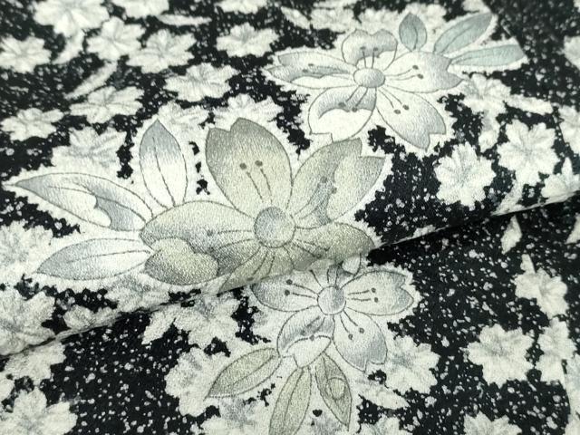平和屋着物●訪問着 絞り 辻が花 黒地 たたき染め 正絹 逸品 DABB4331ps