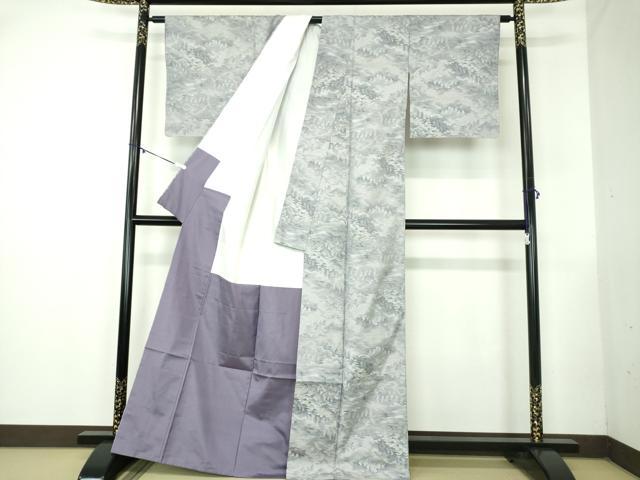 平和屋着物●都喜ヱ門 本場大島紬 白大島 7マルキ 樹林風景文 藤絹織物謹製 正絹 逸品 未使用 DABB4332ps