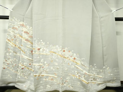 平和屋着物●銀座きしや　色留袖　駒刺繍　渡橋吉祥花文　金彩　正絹　逸品　DABB4333ps