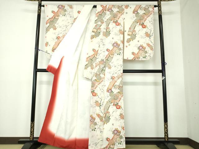 平和屋着物●創業460年・千總　小紋　楽器花文　金彩　正絹　逸品　DABB4335ps